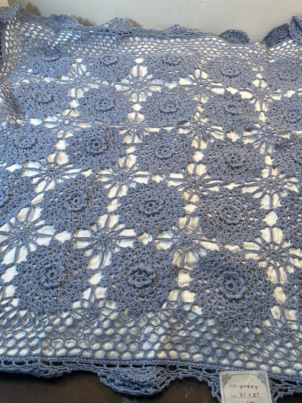 Handmade Crochet Decorative Pillow Covers (2) in Dusty Blue
